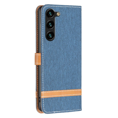 For Samsung Galaxy S25+ 5G Color Block Denim Texture Leather Phone Case(Dark Blue) by buy2fix