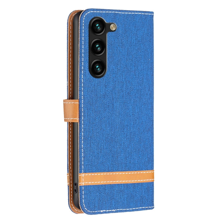 For Samsung Galaxy S25+ 5G Color Block Denim Texture Leather Phone Case(Royal Blue) by buy2fix
