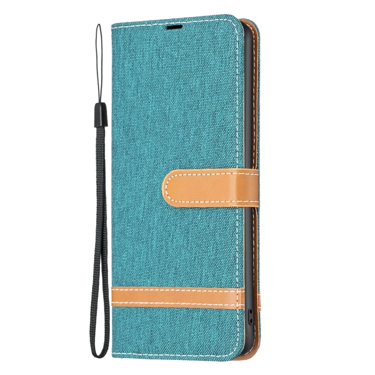 For Samsung Galaxy S25+ 5G Color Block Denim Texture Leather Phone Case(Green) by buy2fix