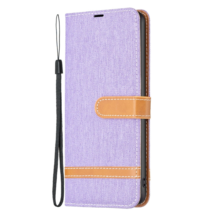For Samsung Galaxy S25+ 5G Color Block Denim Texture Leather Phone Case(Purple) by buy2fix