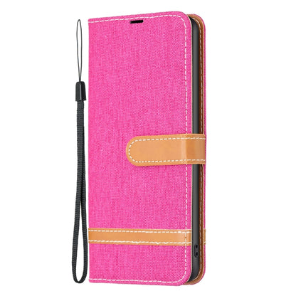 For Samsung Galaxy S25+ 5G Color Block Denim Texture Leather Phone Case(Rose Red) by buy2fix