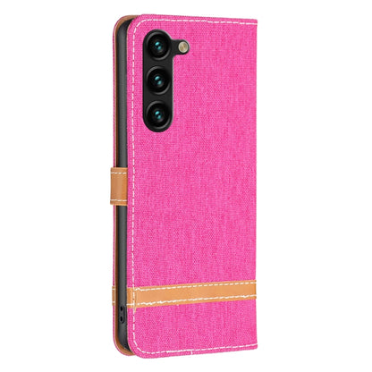For Samsung Galaxy S25+ 5G Color Block Denim Texture Leather Phone Case(Rose Red) by buy2fix