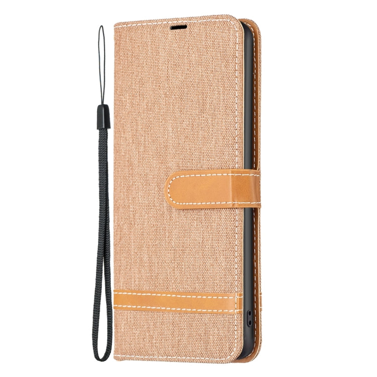 For Samsung Galaxy S25+ 5G Color Block Denim Texture Leather Phone Case(Brown) by buy2fix