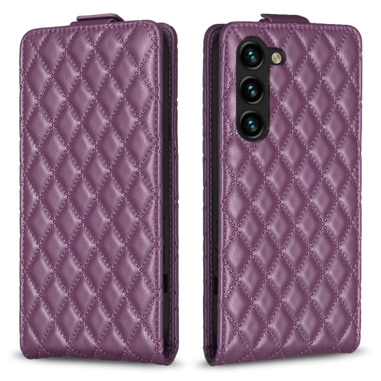 For Samsung Galaxy S25 5G Diamond Lattice Vertical Flip Leather Phone Case(Dark Purple) by buy2fix