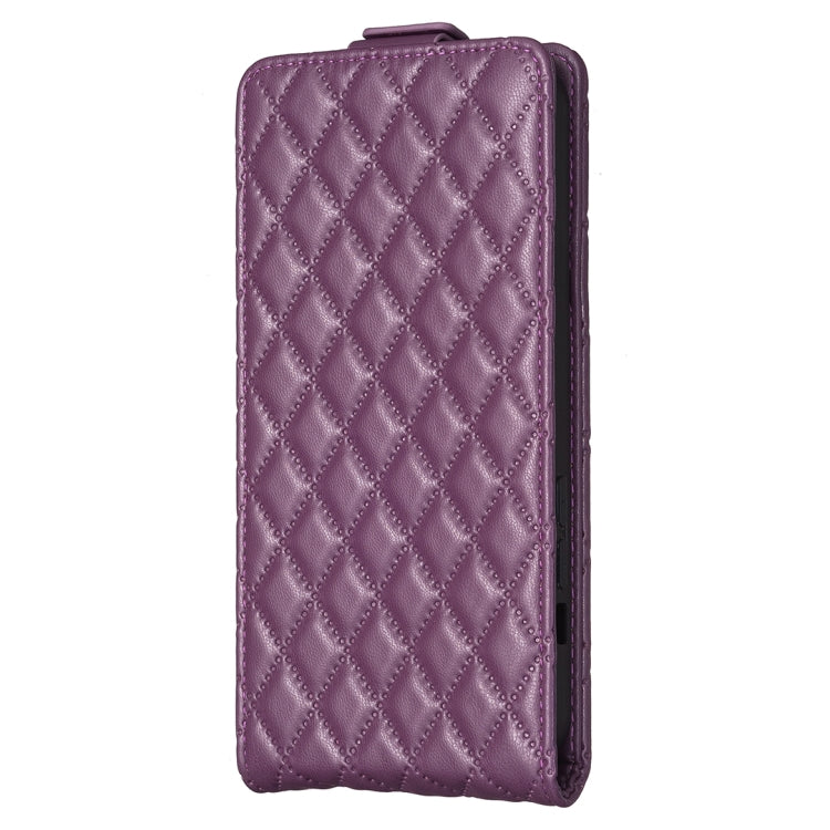 For Samsung Galaxy S25 5G Diamond Lattice Vertical Flip Leather Phone Case(Dark Purple) by buy2fix