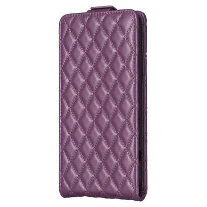 For Samsung Galaxy S25 5G Diamond Lattice Vertical Flip Leather Phone Case(Dark Purple) by buy2fix