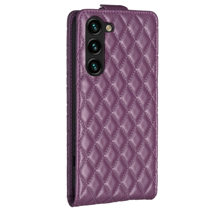For Samsung Galaxy S25 5G Diamond Lattice Vertical Flip Leather Phone Case(Dark Purple) by buy2fix