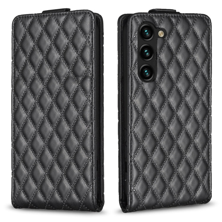 For Samsung Galaxy S25 5G Diamond Lattice Vertical Flip Leather Phone Case(Black) by buy2fix