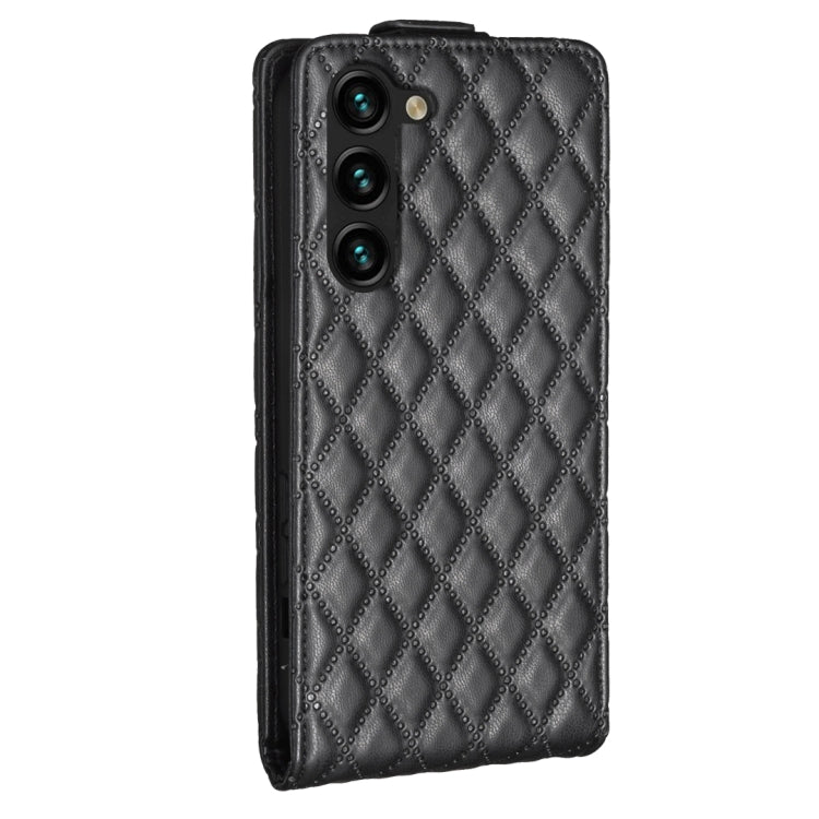 For Samsung Galaxy S25 5G Diamond Lattice Vertical Flip Leather Phone Case(Black) by buy2fix