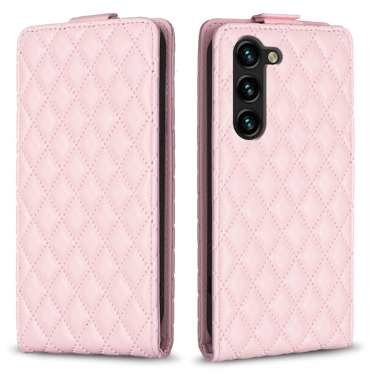 For Samsung Galaxy S25 5G Diamond Lattice Vertical Flip Leather Phone Case(Pink) by buy2fix