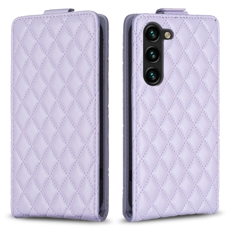 For Samsung Galaxy S25 5G Diamond Lattice Vertical Flip Leather Phone Case(Purple) by buy2fix