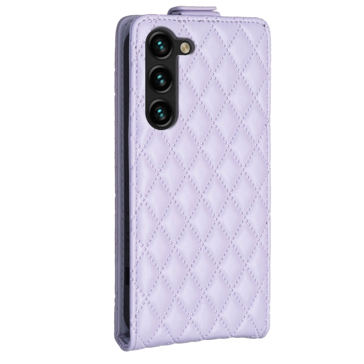 For Samsung Galaxy S25+ 5G Diamond Lattice Vertical Flip Leather Phone Case(Purple) by buy2fix