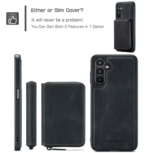 For Samsung Galaxy A16 5G JEEHOOD J02 Magnetic Zipper Horizontal Flip Leather Phone Case(Black) - Galaxy Phone Cases by JEEHOOD | Online Shopping UK | buy2fix