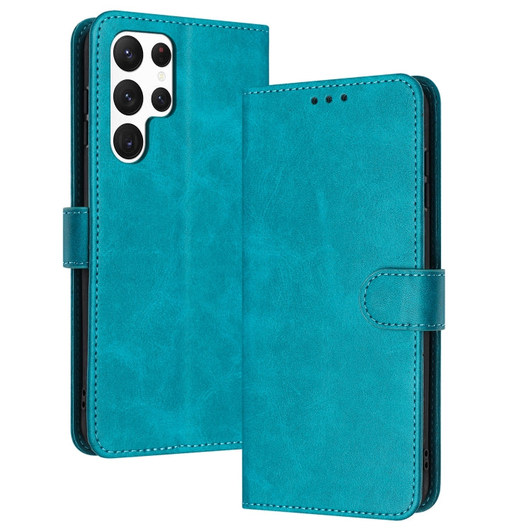 For Samsung Galaxy S25 Ultra 5G Solid Calf Texture Flip Leather Phone Case(Green) by buy2fix