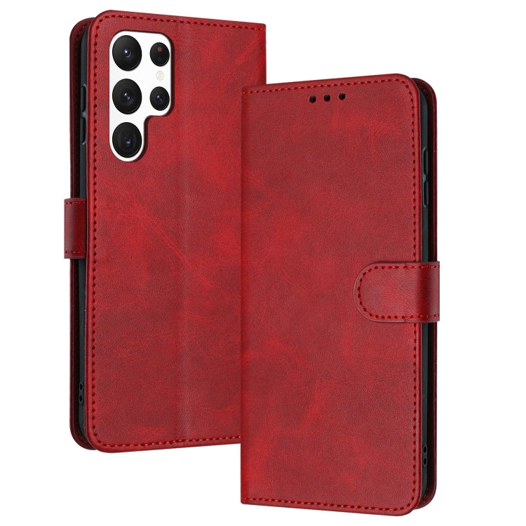For Samsung Galaxy S25 Ultra 5G Solid Calf Texture Flip Leather Phone Case(Red) by buy2fix
