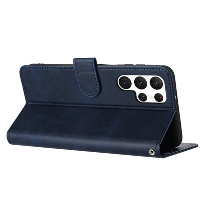 For Samsung Galaxy S25 Ultra 5G Solid Calf Texture Flip Leather Phone Case(Dark Blue) by buy2fix
