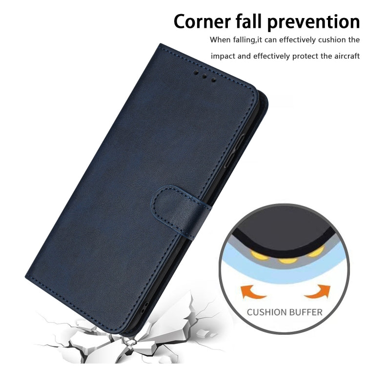 For Samsung Galaxy S25 Ultra 5G Solid Calf Texture Flip Leather Phone Case(Dark Blue) by buy2fix