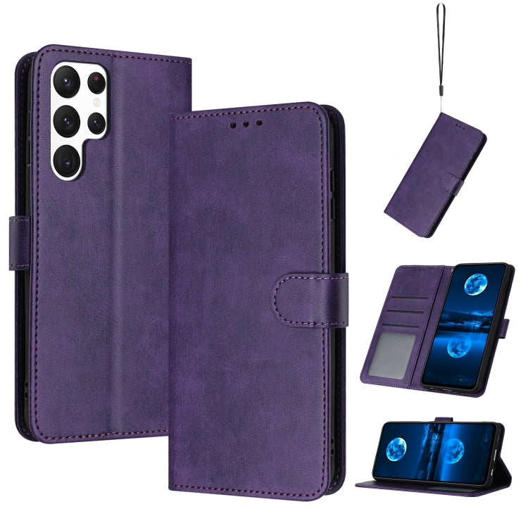 For Samsung Galaxy S25 Ultra 5G Solid Calf Texture Flip Leather Phone Case(Purple) by buy2fix