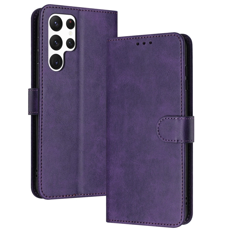 For Samsung Galaxy S25 Ultra 5G Solid Calf Texture Flip Leather Phone Case(Purple) by buy2fix