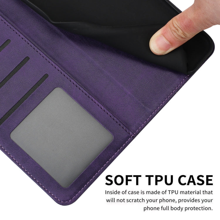 For Samsung Galaxy S25 Ultra 5G Solid Calf Texture Flip Leather Phone Case(Purple) by buy2fix
