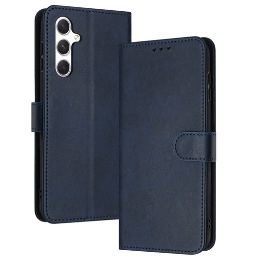 For Samsung Galaxy S25 / S24 5G Solid Calf Texture Flip Leather Phone Case(Dark Blue) by buy2fix