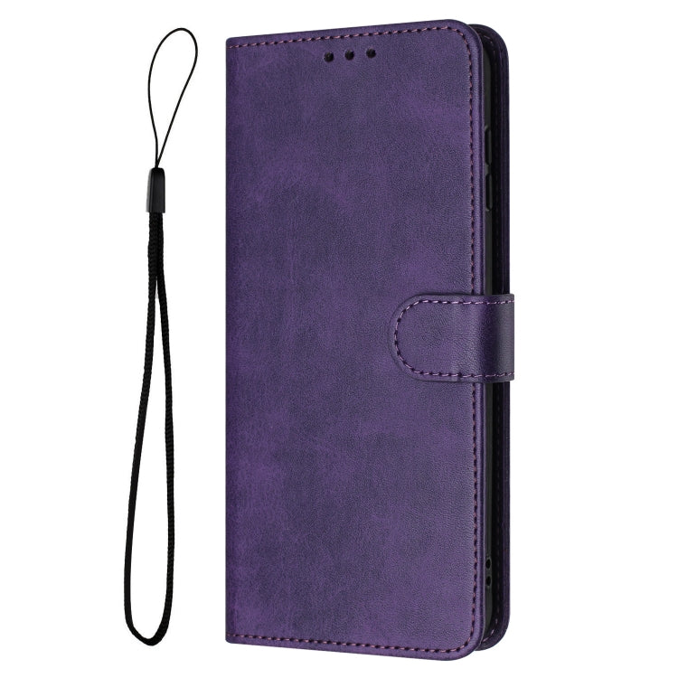 For Samsung Galaxy S25 / S24 5G Solid Calf Texture Flip Leather Phone Case(Purple) by buy2fix