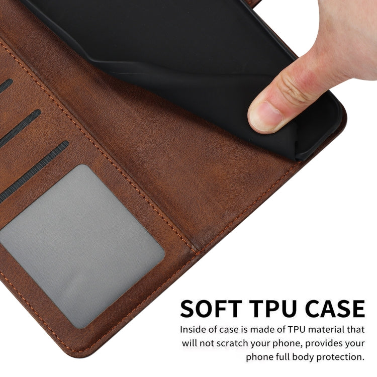 For Samsung Galaxy S25+ / S24+ 5G Solid Calf Texture Flip Leather Phone Case(Brown) by buy2fix