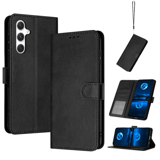 For Samsung Galaxy S25+ / S24+ 5G Solid Calf Texture Flip Leather Phone Case(Black) by buy2fix