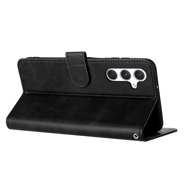 For Samsung Galaxy S25+ / S24+ 5G Solid Calf Texture Flip Leather Phone Case(Black) by buy2fix