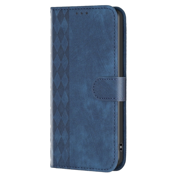For Samsung Galaxy S25 5G Plaid Embossed Leather Phone Case(Blue) by buy2fix