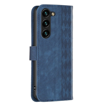 For Samsung Galaxy S25 5G Plaid Embossed Leather Phone Case(Blue) by buy2fix