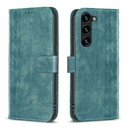 For Samsung Galaxy S25 5G Plaid Embossed Leather Phone Case(Green) by buy2fix