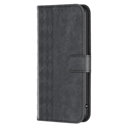 For Samsung Galaxy S25 5G Plaid Embossed Leather Phone Case(Black) by buy2fix