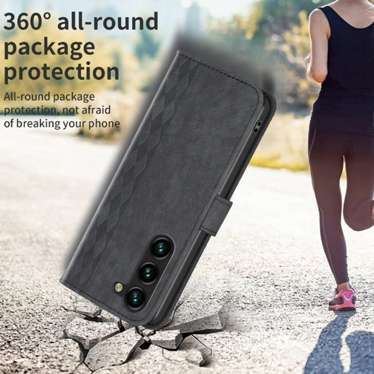 For Samsung Galaxy S25 5G Plaid Embossed Leather Phone Case(Black) by buy2fix