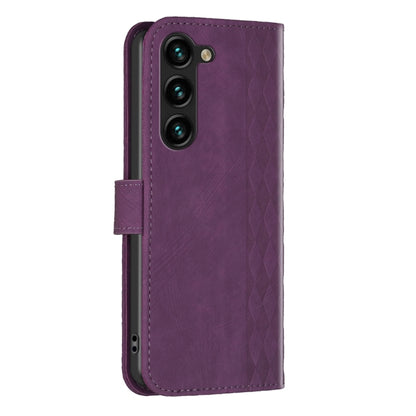 For Samsung Galaxy S25 5G Plaid Embossed Leather Phone Case(Purple) by buy2fix