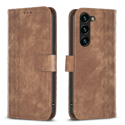 For Samsung Galaxy S25+ 5G Plaid Embossed Leather Phone Case(Brown) by buy2fix