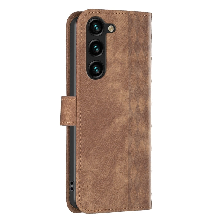 For Samsung Galaxy S25+ 5G Plaid Embossed Leather Phone Case(Brown) by buy2fix