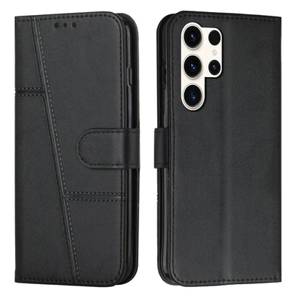 For Samsung Galaxy S25 Ultra 5G Stitching Calf Texture Buckle Leather Phone Case(Black) by buy2fix