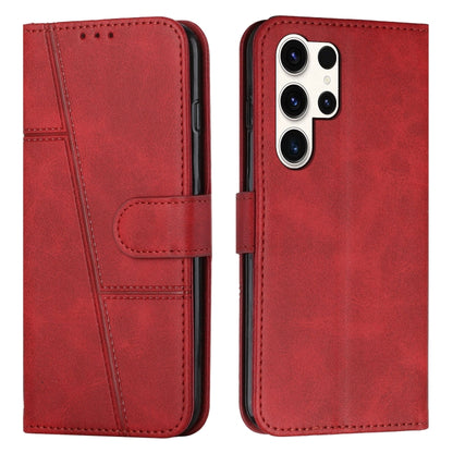 For Samsung Galaxy S25 Ultra 5G Stitching Calf Texture Buckle Leather Phone Case(Red) by buy2fix