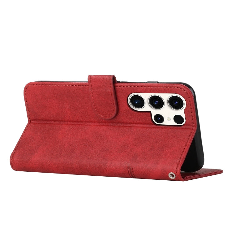 For Samsung Galaxy S25 Ultra 5G Stitching Calf Texture Buckle Leather Phone Case(Red) by buy2fix