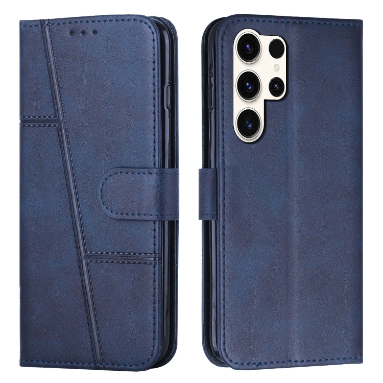 For Samsung Galaxy S25 Ultra 5G Stitching Calf Texture Buckle Leather Phone Case(Blue) by buy2fix