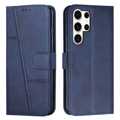 For Samsung Galaxy S25 Ultra 5G Stitching Calf Texture Buckle Leather Phone Case(Blue) by buy2fix