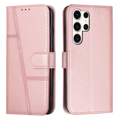 For Samsung Galaxy S25 Ultra 5G Stitching Calf Texture Buckle Leather Phone Case(Rose Gold) by buy2fix