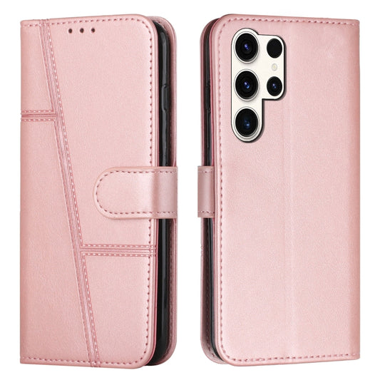 For Samsung Galaxy S25 Ultra 5G Stitching Calf Texture Buckle Leather Phone Case(Rose Gold) by buy2fix