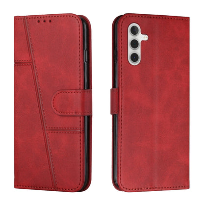 For Samsung Galaxy S25 / S24 5G Stitching Calf Texture Buckle Leather Phone Case(Red) by buy2fix
