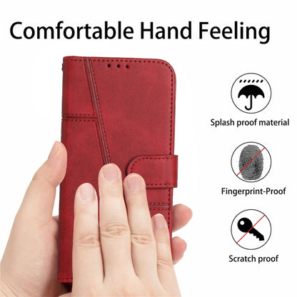 For Samsung Galaxy S25 / S24 5G Stitching Calf Texture Buckle Leather Phone Case(Red) by buy2fix