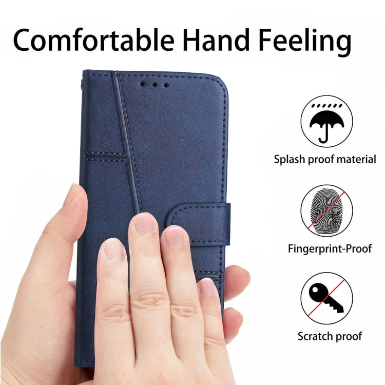 For Samsung Galaxy S25 / S24 5G Stitching Calf Texture Buckle Leather Phone Case(Blue) by buy2fix