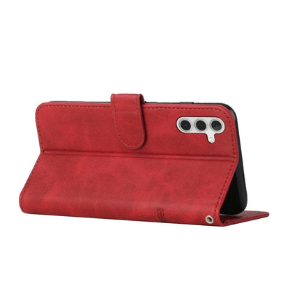 For Samsung Galaxy S25+ / S24+ 5G Stitching Calf Texture Buckle Leather Phone Case(Red) by buy2fix
