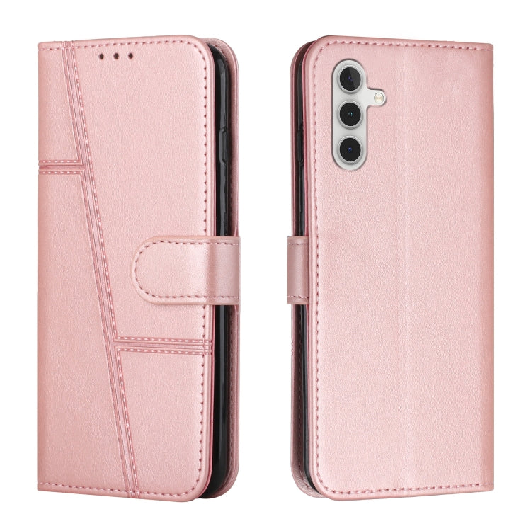 For Samsung Galaxy S25+ / S24+ 5G Stitching Calf Texture Buckle Leather Phone Case(Rose Gold) by buy2fix