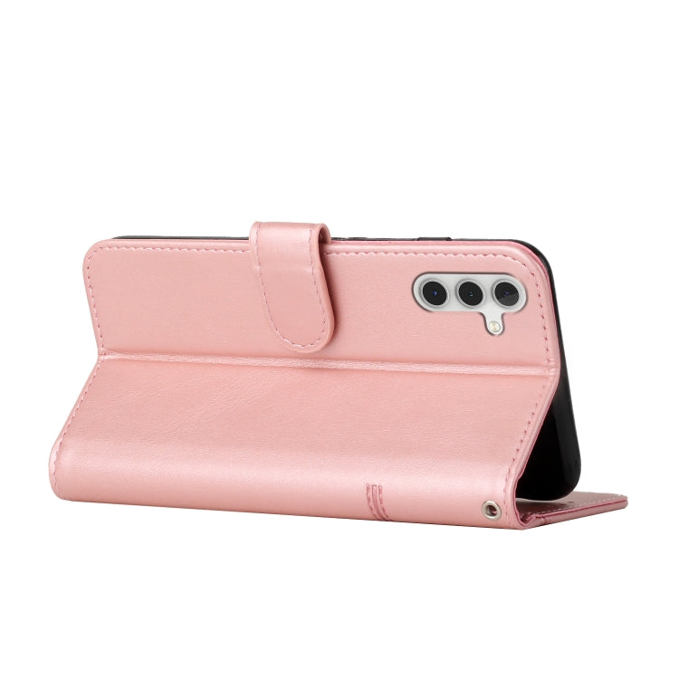 For Samsung Galaxy S25+ / S24+ 5G Stitching Calf Texture Buckle Leather Phone Case(Rose Gold) by buy2fix